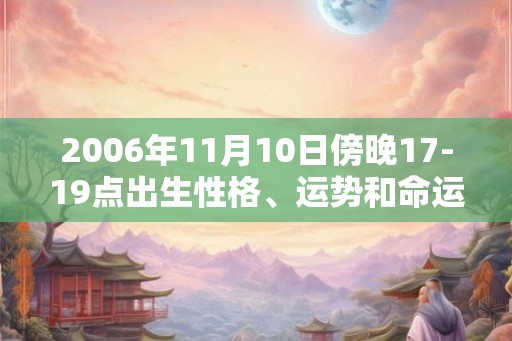 2006年11月10日傍晚17-19点出生性格、运势和命运