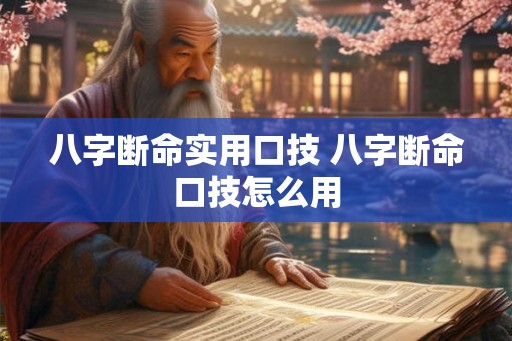 八字断命实用口技 八字断命口技怎么用