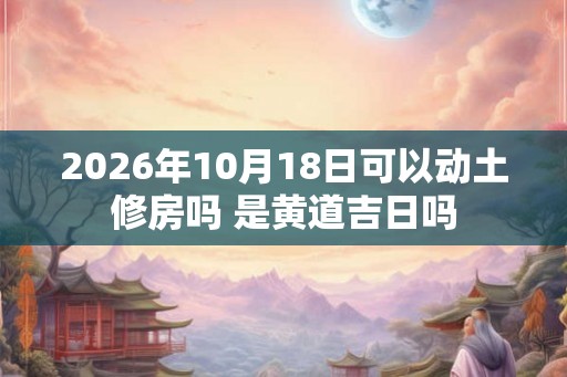 2026年10月18日可以动土修房吗 是黄道吉日吗 2026年10月18日可以动土修房吗 是黄道吉日吗