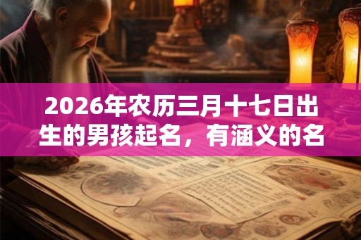 2026年农历三月十七日出生的男孩起名，有涵义的名字推荐