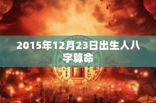 2015年12月23日出生人八字算命