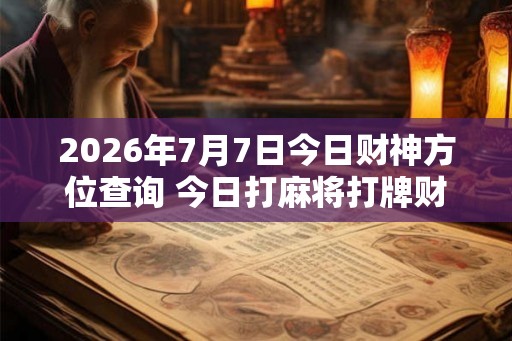 2026年7月7日今日财神方位查询 今日打麻将打牌财神方位