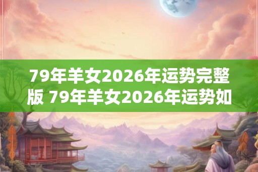 79年羊女2026年运势完整版 79年羊女2026年运势如何