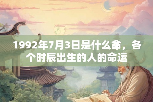 1992年7月3日是什么命，各个时辰出生的人的命运