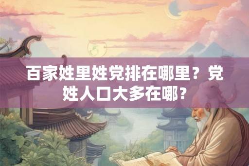 百家姓里姓党排在哪里？党姓人口大多在哪？