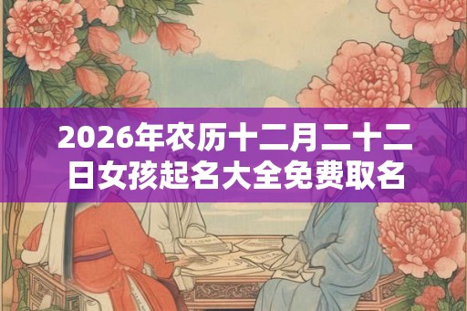 2026年农历十二月二十二日女孩起名大全免费取名 2026年农历十二月二十二日女孩起名大全免费取名