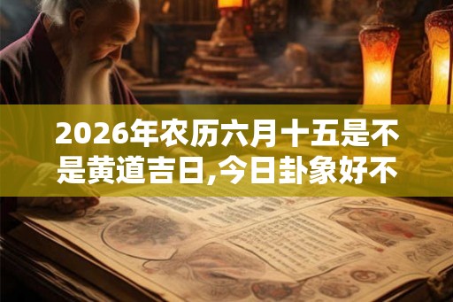 2026年农历六月十五是不是黄道吉日,今日卦象好不好? 2026年农历六月十五是不是黄道吉日,今日卦象好不好?