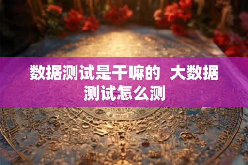 数据测试是干嘛的  大数据测试怎么测