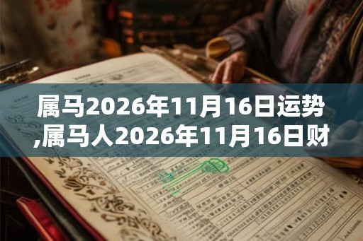 属马2026年11月16日运势,属马人2026年11月16日财运,生肖马2026年11月16日运势