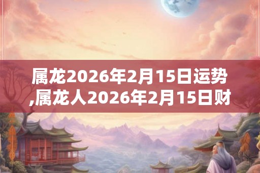 属龙2026年2月15日运势,属龙人2026年2月15日财运,生肖龙2026年2月15日运势