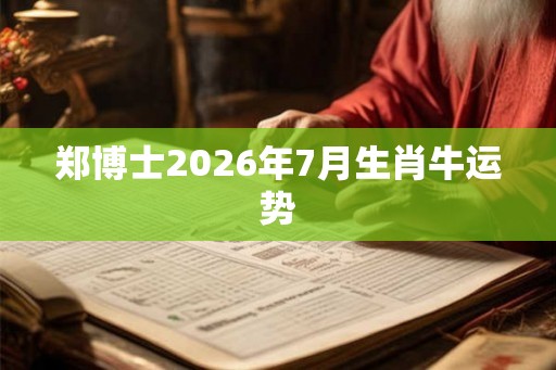 郑博士2026年7月生肖牛运势
