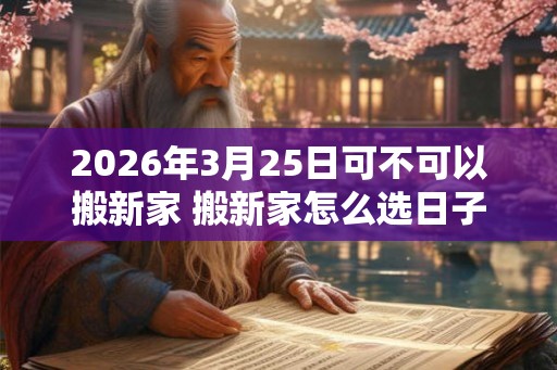 2026年3月25日可不可以搬新家 搬新家怎么选日子