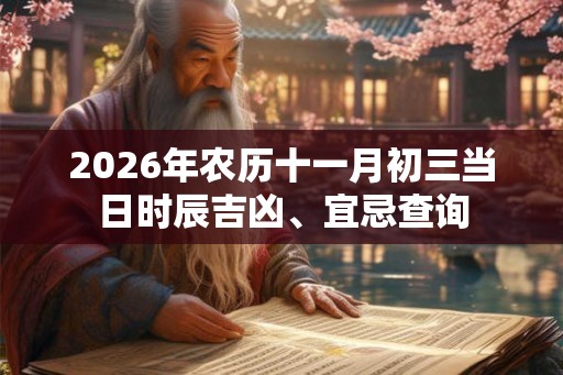 2026年农历十一月初三当日时辰吉凶、宜忌查询