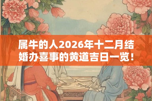 属牛的人2026年十二月结婚办喜事的黄道吉日一览！