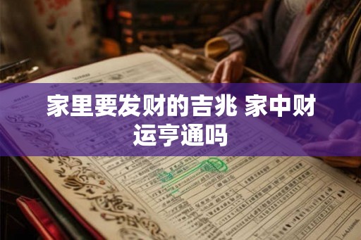 家里要发财的吉兆 家中财运亨通吗