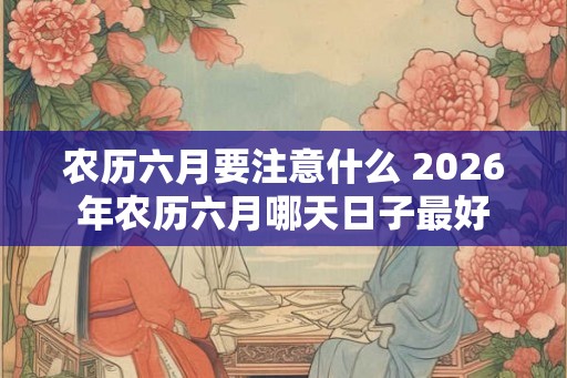 农历六月要注意什么 2026年农历六月哪天日子最好 农历六月要注意什么 2026年农历六月哪天日子最好