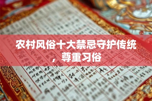 农村风俗十大禁忌守护传统，尊重习俗
