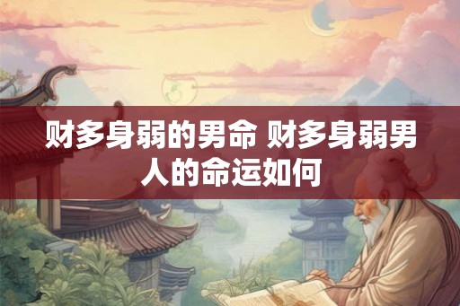 财多身弱的男命 财多身弱男人的命运如何