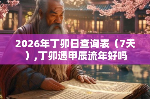 2026年丁卯日查询表（7天）,丁卯遇甲辰流年好吗
