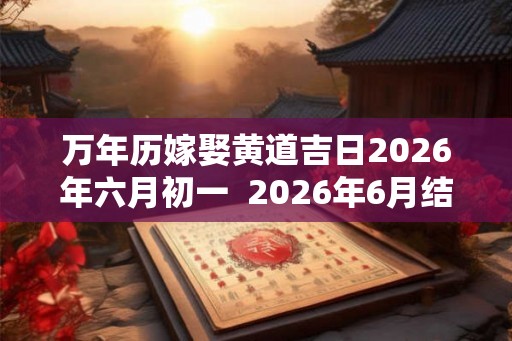 万年历嫁娶黄道吉日2026年六月初一  2026年6月结婚吉日