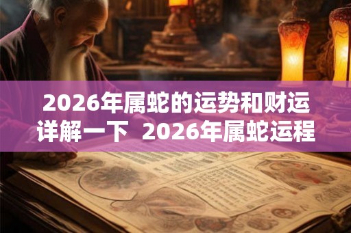 2026年属蛇的运势和财运详解一下  2026年属蛇运程