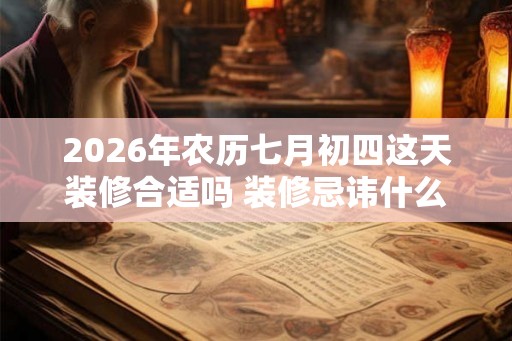 2026年农历七月初四这天装修合适吗 装修忌讳什么