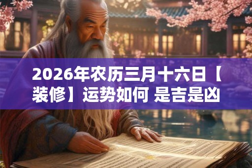 2026年农历三月十六日【装修】运势如何 是吉是凶
