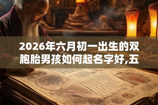 2026年六月初一出生的双胞胎男孩如何起名字好,五行属什么？