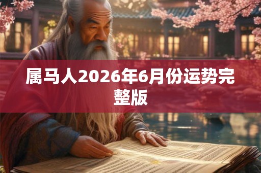 属马人2026年6月份运势完整版