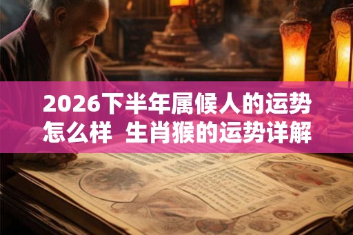 2026下半年属候人的运势怎么样  生肖猴的运势详解