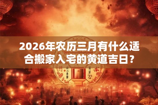 2026年农历三月有什么适合搬家入宅的黄道吉日？