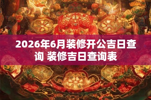 2026年6月装修开公吉日查询 装修吉日查询表