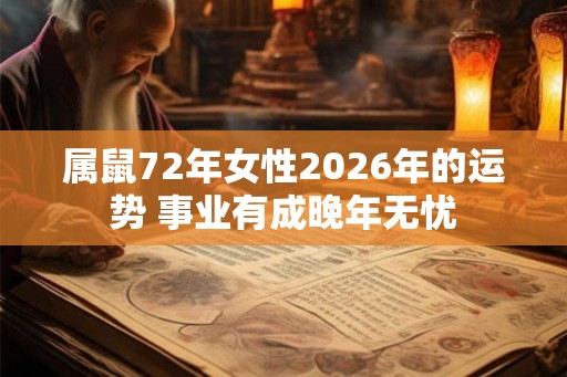 属鼠72年女性2026年的运势 事业有成晚年无忧