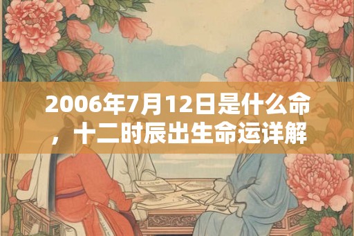 2006年7月12日是什么命，十二时辰出生命运详解
