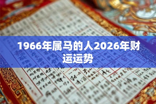 1966年属马的人2026年财运运势