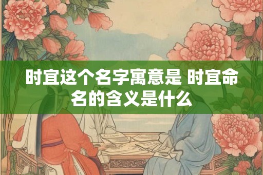 时宜这个名字寓意是 时宜命名的含义是什么