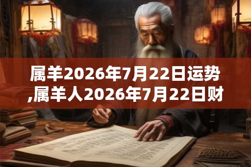 属羊2026年7月22日运势,属羊人2026年7月22日财运,生肖羊2026年7月22日运势
