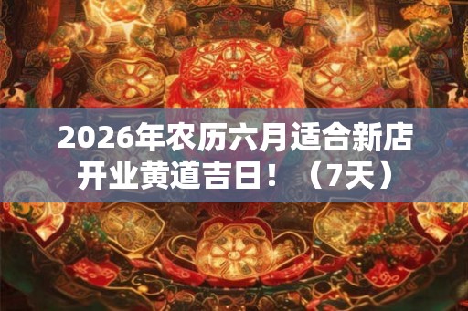 2026年农历六月适合新店开业黄道吉日！（7天）