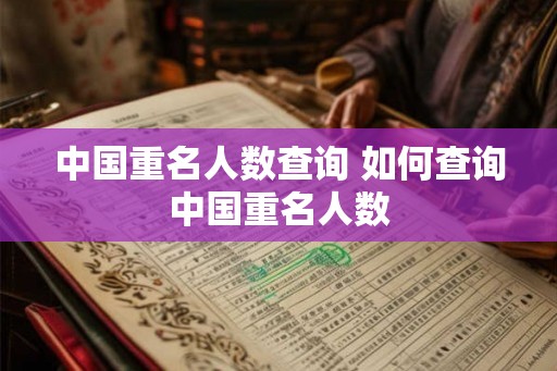 中国重名人数查询 如何查询中国重名人数