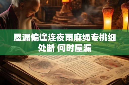 屋漏偏逢连夜雨麻绳专挑细处断 何时屋漏