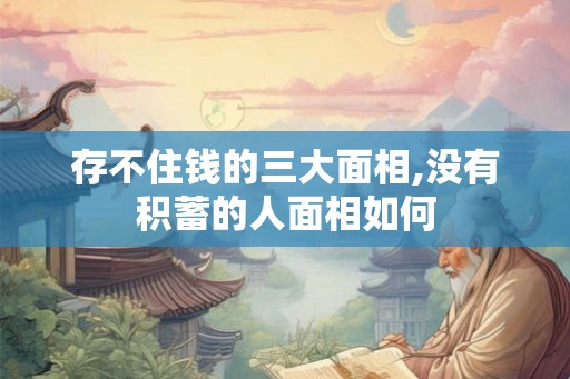 存不住钱的三大面相,没有积蓄的人面相如何