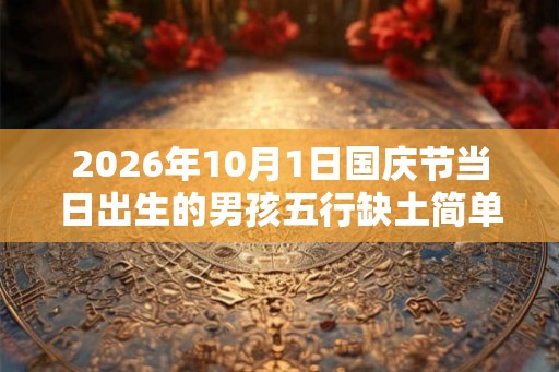 2026年10月1日国庆节当日出生的男孩五行缺土简单好听名字