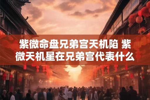 紫微命盘兄弟宫天机陷 紫微天机星在兄弟宫代表什么