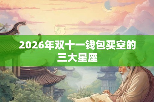 2026年双十一钱包买空的三大星座