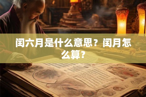闰六月是什么意思？闰月怎么算？