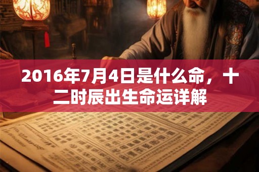 2016年7月4日是什么命，十二时辰出生命运详解