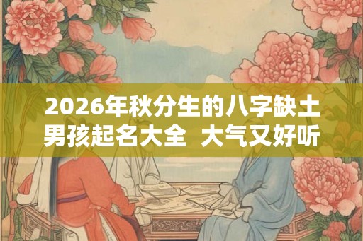 2026年秋分生的八字缺土男孩起名大全 大气又好听 2026年秋分生的八字缺土男孩起名大全 大气又好听