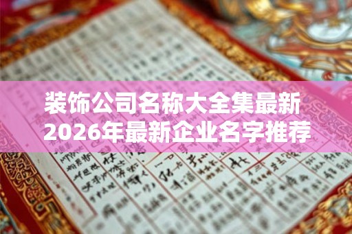 装饰公司名称大全集最新 2026年最新企业名字推荐