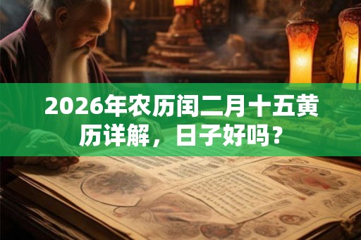2026年农历闰二月十五黄历详解，日子好吗？