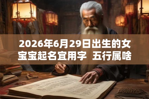 2026年6月29日出生的女宝宝起名宜用字  五行属啥